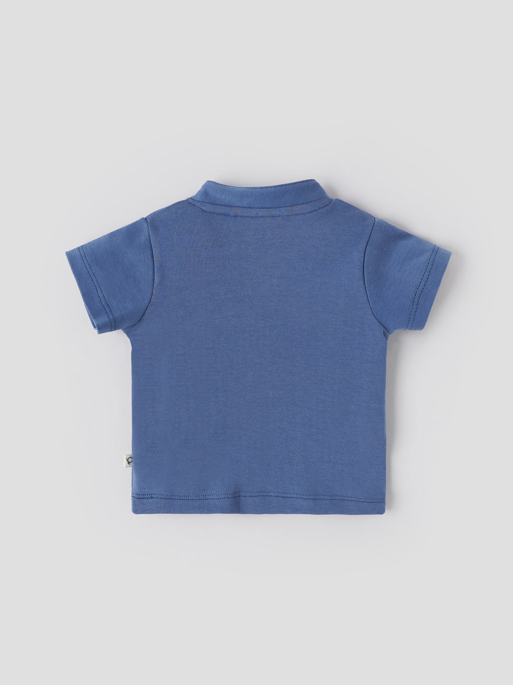 Popees Baby Boys Short Sleeve T-Shirt | Racing Car Print Cotton Mandarin Collar Tee | Blue | NB-9 Months