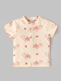 Popees Baby Boys Cotton Half Sleeve T-Shirt | Peach Turtle Print | Newborn-9 Months