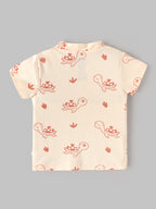 Popees Baby Boys Cotton Half Sleeve T-Shirt | Peach Turtle Print | Newborn-9 Months