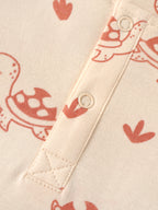 Popees Baby Boys Cotton Half Sleeve T-Shirt | Peach Turtle Print | Newborn-9 Months