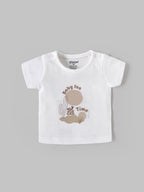 Popees Baby Boys Printed T-Shirt| Newborn–9 Months |Soft Cotton, White