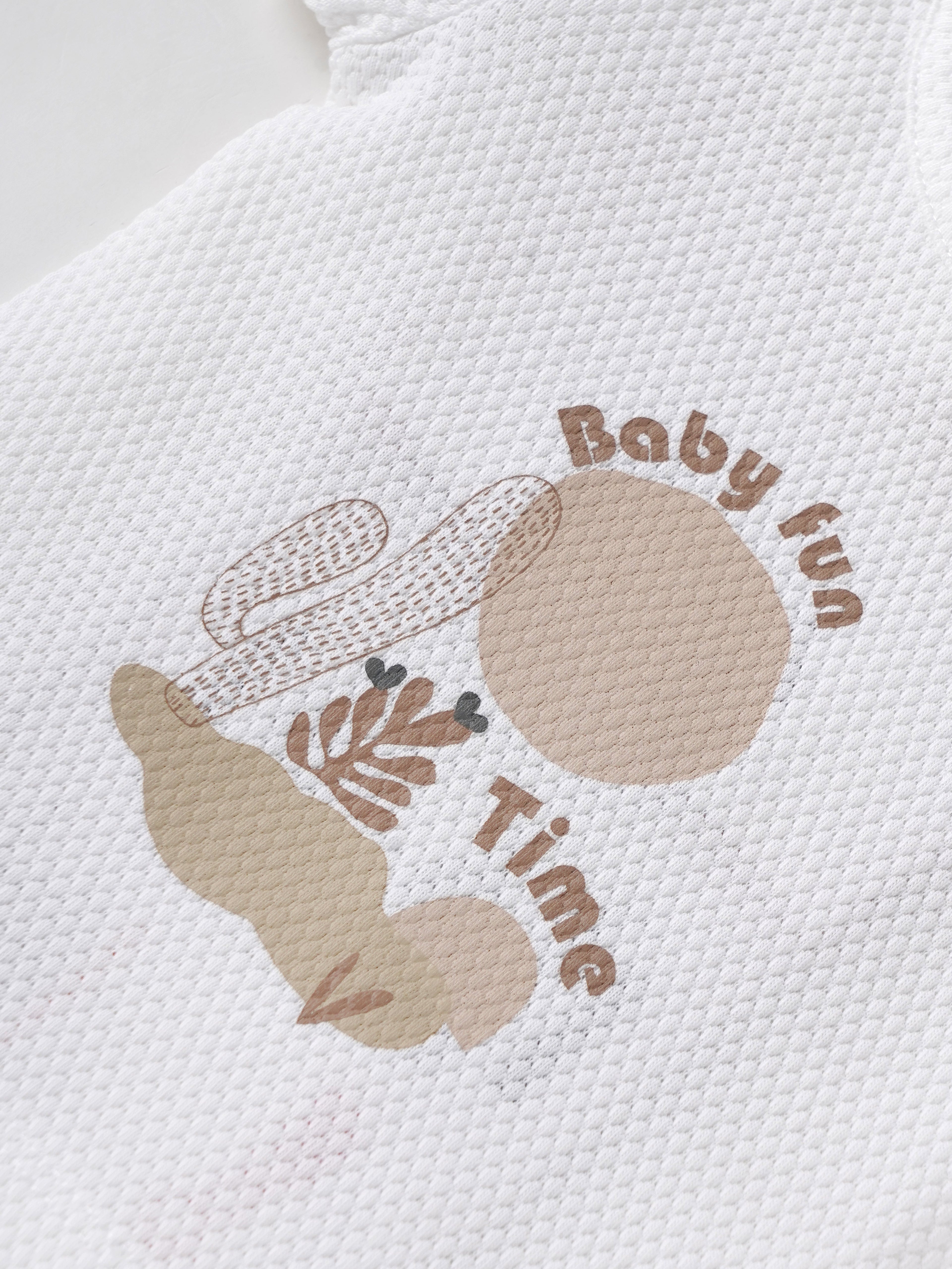 Popees Baby Boys Printed T-Shirt| Newborn–9 Months |Soft Cotton, White