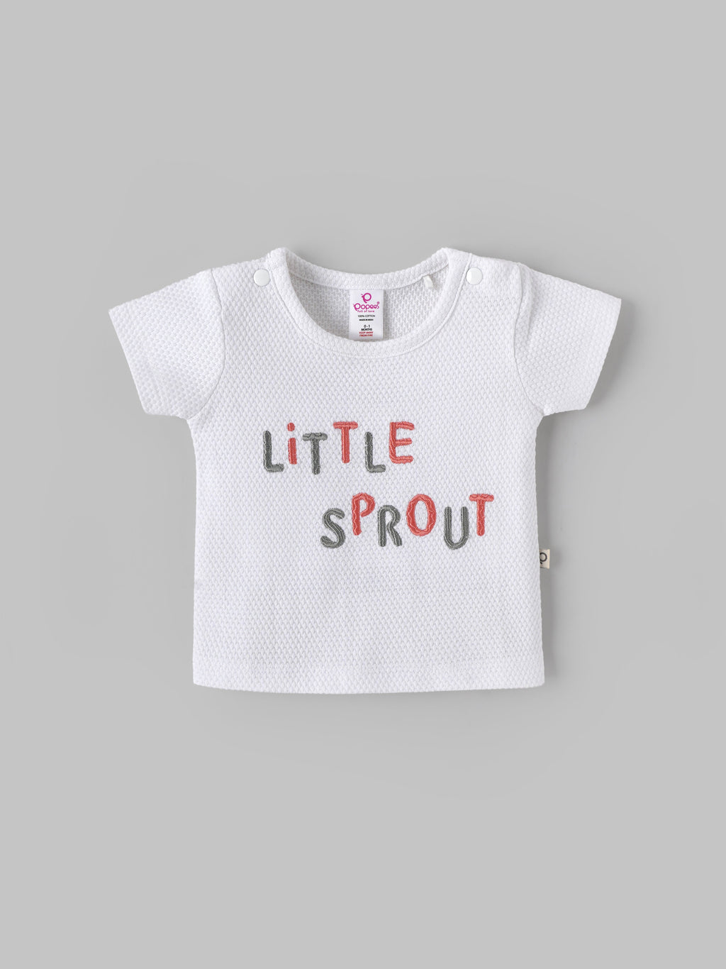 Popees Baby Boys White “Little Sprout” T-Shirt| Newborn to 9 Months