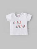 Popees Baby Boys White “Little Sprout” T-Shirt| Newborn to 9 Months