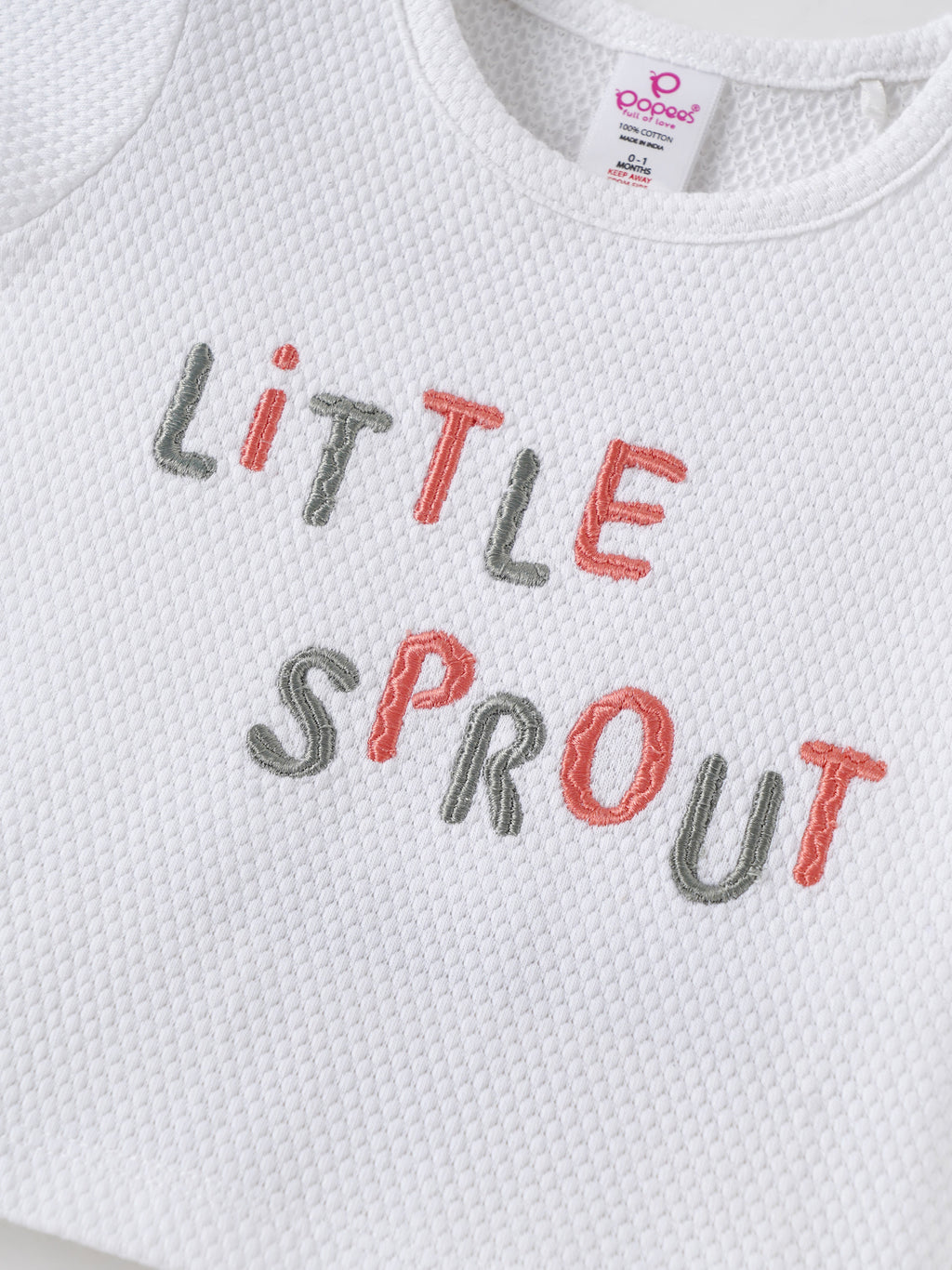 Popees Baby Boys White “Little Sprout” T-Shirt| Newborn to 9 Months