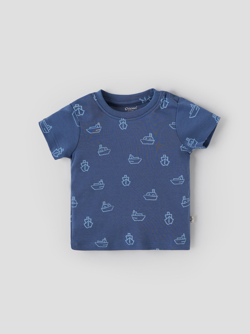 Popees Boys Cotton Shirt with Vertical Stripes| Blue & Beige| Newborn to 9 Months