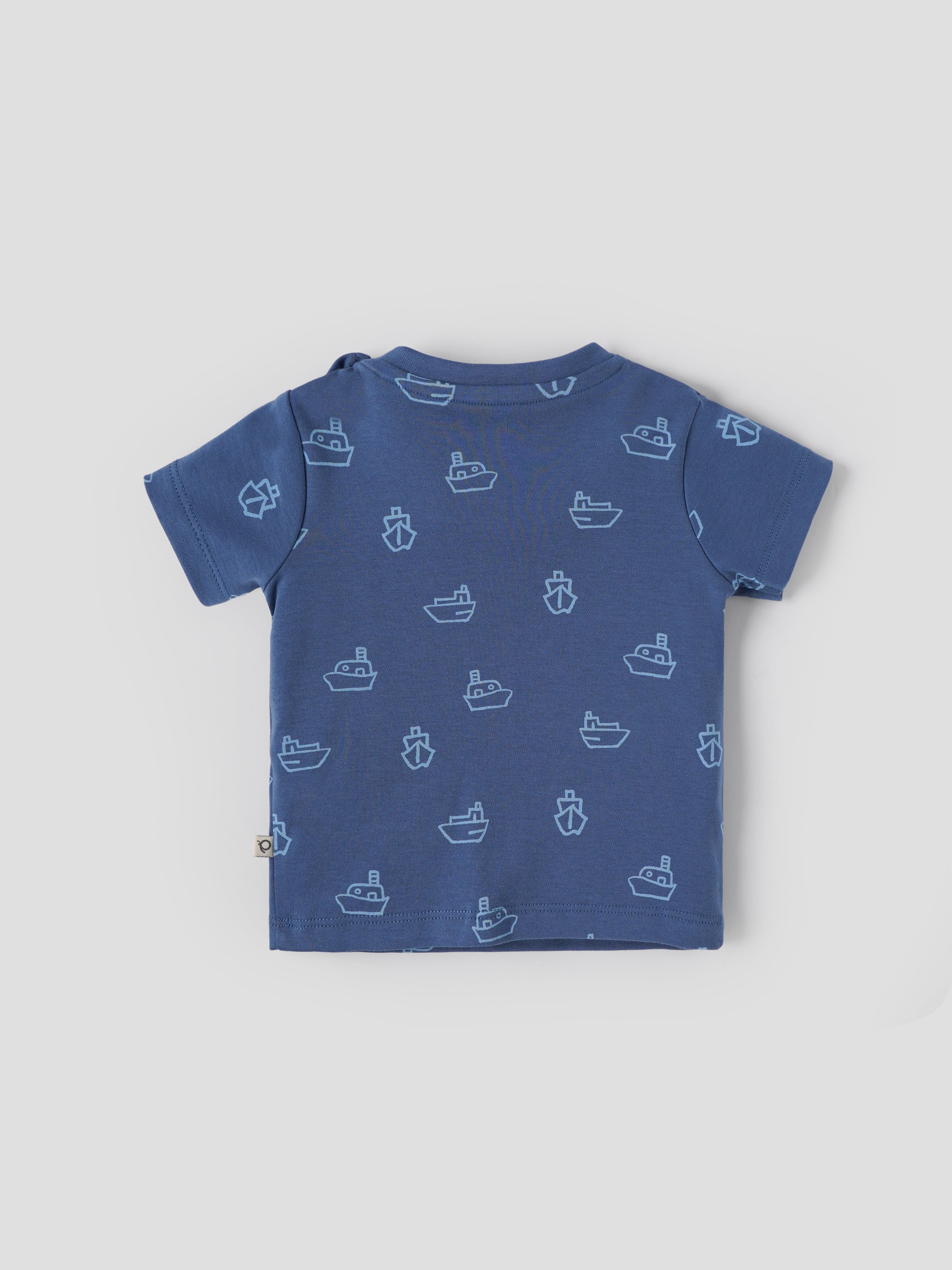 Popees Boys Cotton Shirt with Vertical Stripes| Blue & Beige| Newborn to 9 Months