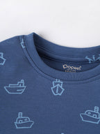 Popees Boys Cotton Shirt with Vertical Stripes| Blue & Beige| Newborn to 9 Months