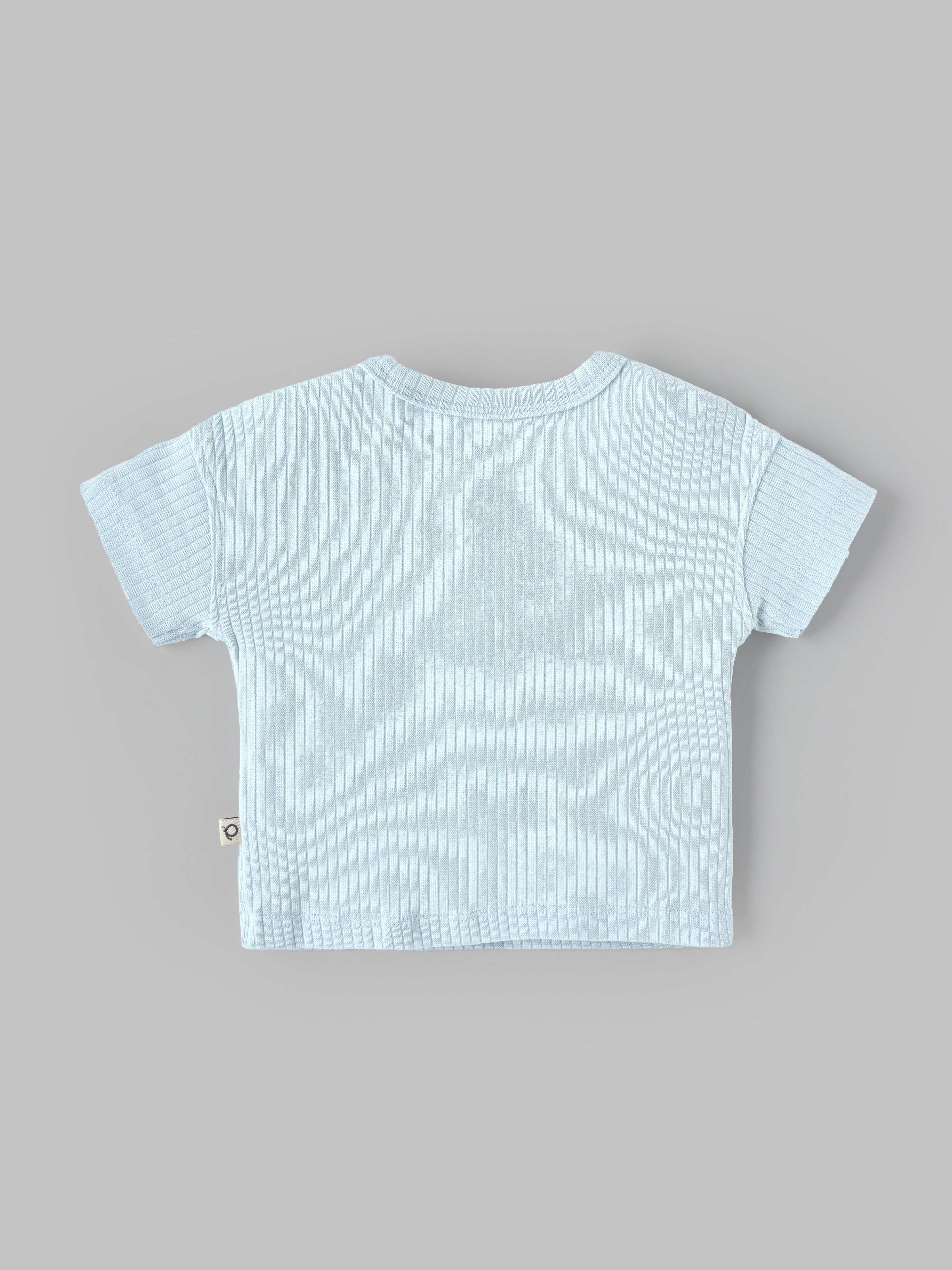 Popees Baby Boys Ribbed Cotton T-Shirt(0-9 Months) | Soft, Breathable & Comfortable Daily Wear