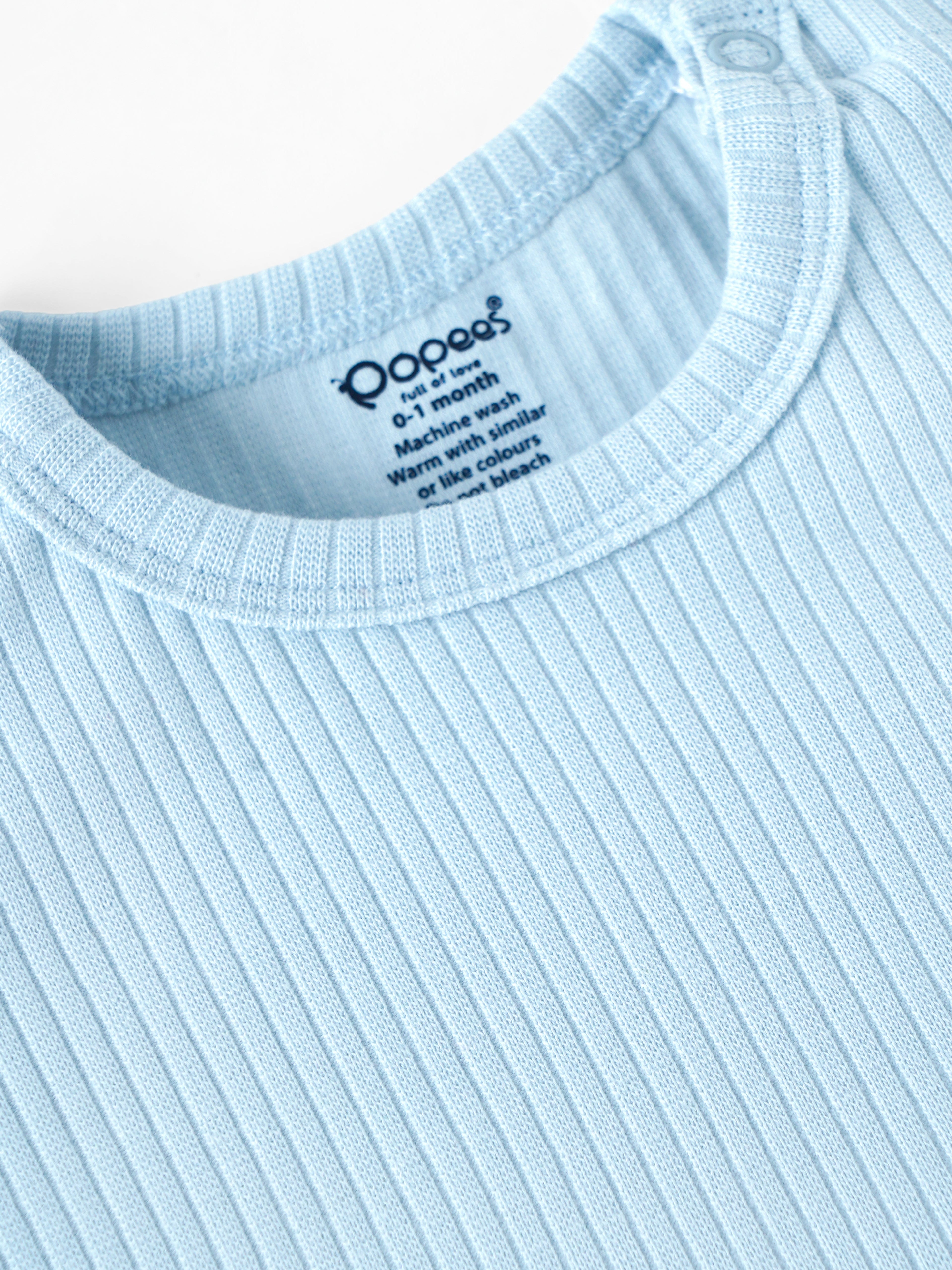 Popees Baby Boys Ribbed Cotton T-Shirt(0-9 Months) | Soft, Breathable & Comfortable Daily Wear