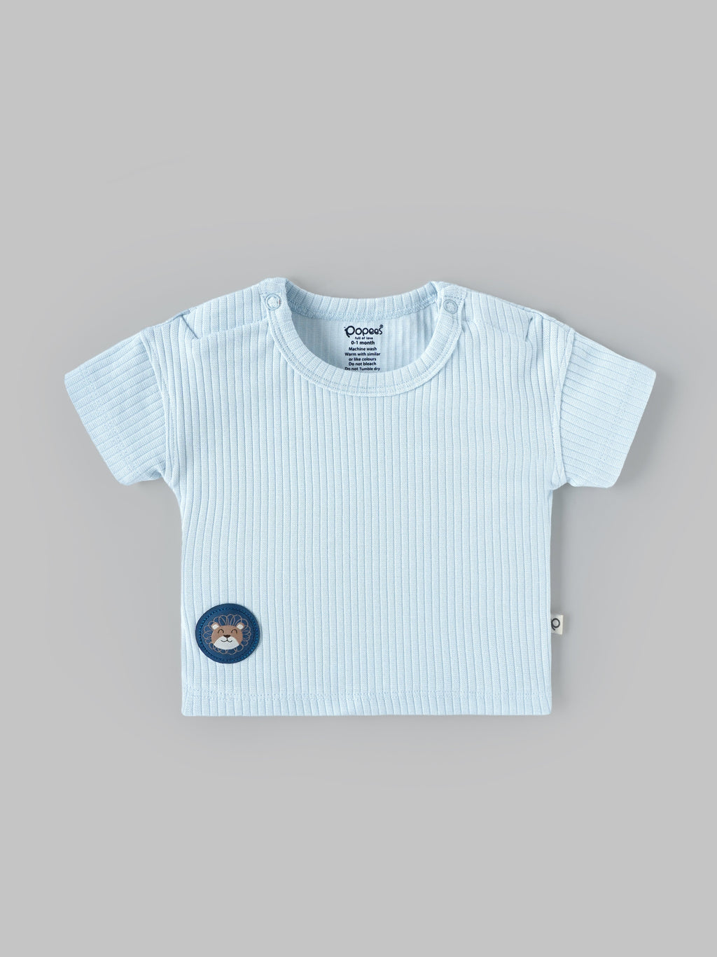 Popees Baby Boys Ribbed Cotton T-Shirt(0-9 Months) | Soft, Breathable & Comfortable Daily Wear