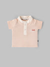 Popees Baby Boys Soft Cotton Polo T-Shirt with FUN CLUB Print| Peach (Newborn to 9 Months)