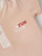 Popees Baby Boys Soft Cotton Polo T-Shirt with FUN CLUB Print| Peach (Newborn to 9 Months)