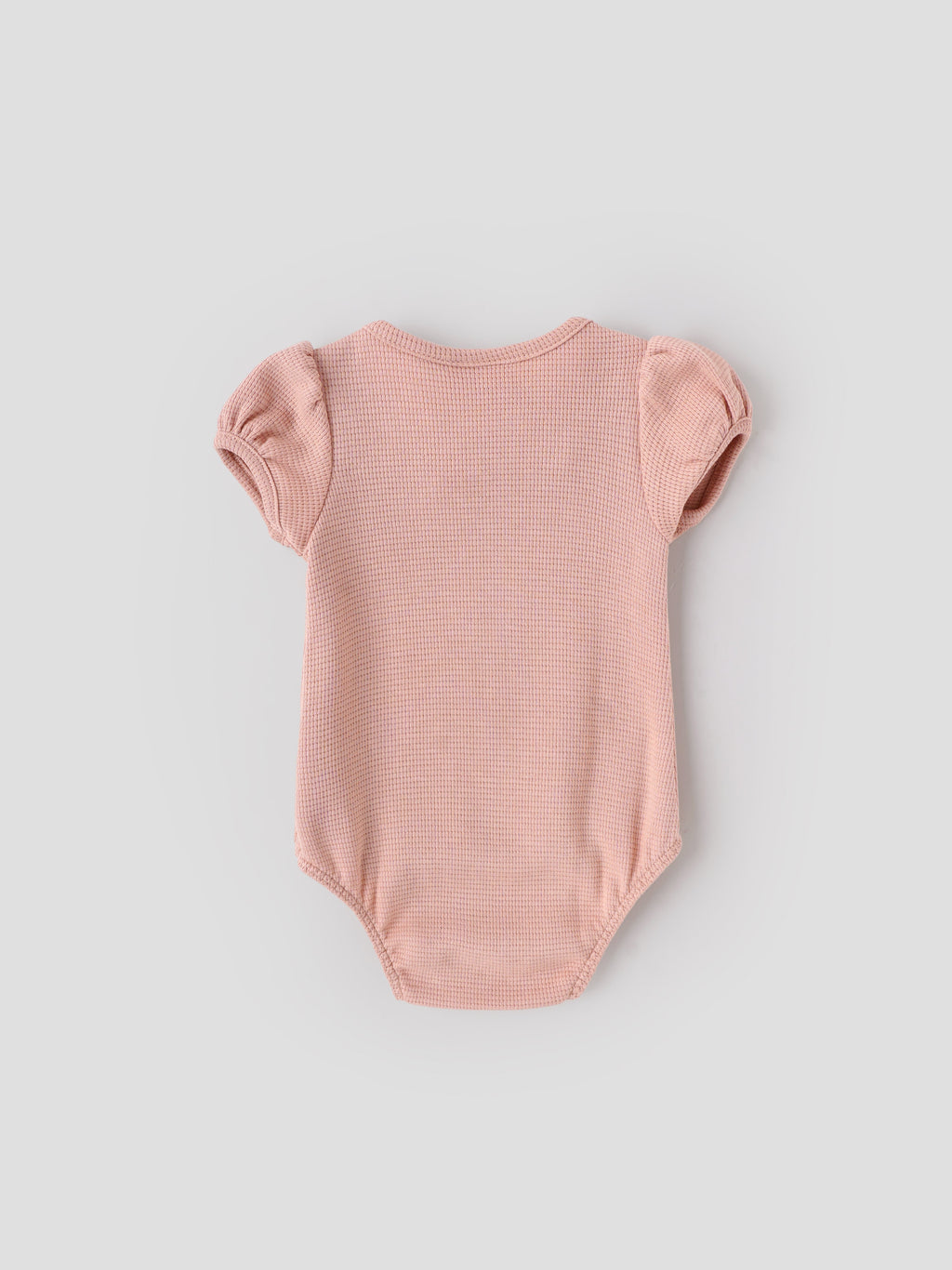 Popees Baby Girls Cotton Bodysuit with Puff Sleeves| Peach| Newborn To 9 Months
