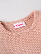 Popees Baby Girls Cotton Bodysuit with Puff Sleeves| Peach| Newborn To 9 Months