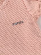 Popees Baby Girls Cotton Bodysuit with Puff Sleeves| Peach| Newborn To 9 Months
