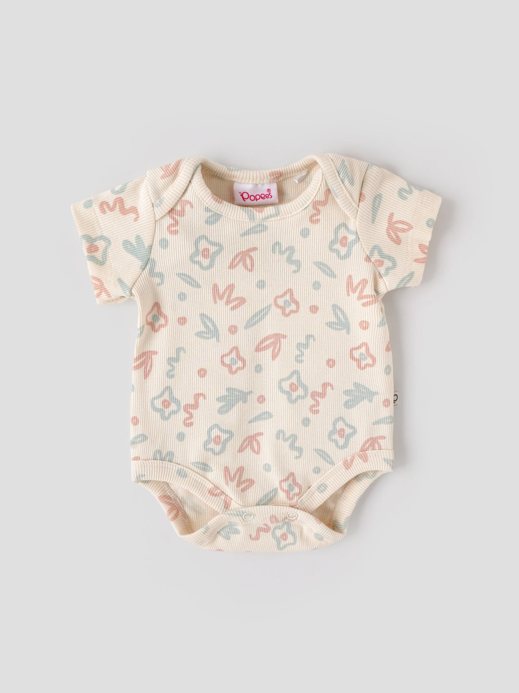 Popees Baby Floral Print Cotton Bodysuit |Soft Short Sleeve Onesie for Tiny Baby, Newborn to 6 Months