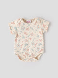Popees Baby Floral Print Cotton Bodysuit |Soft Short Sleeve Onesie for Tiny Baby, Newborn to 6 Months
