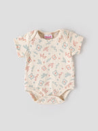 Popees Baby Floral Print Cotton Bodysuit |Soft Short Sleeve Onesie for Tiny Baby, Newborn to 6 Months