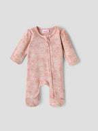 Popees Baby Girls Cotton Footed Sleepsuit Set |Full Sleeve Zip Romper with Cap & Mittens (Newborn to 9 Months)