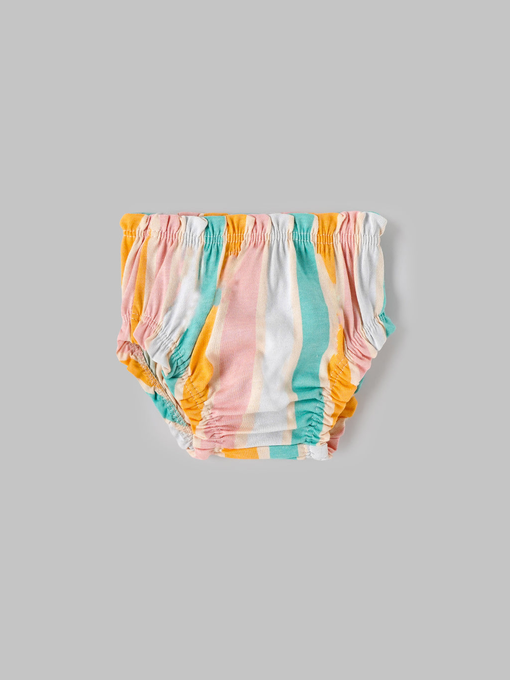 Popees Baby Girls Multicolor Striped Dress Set with Bloomer & Headband| NB–9 Months