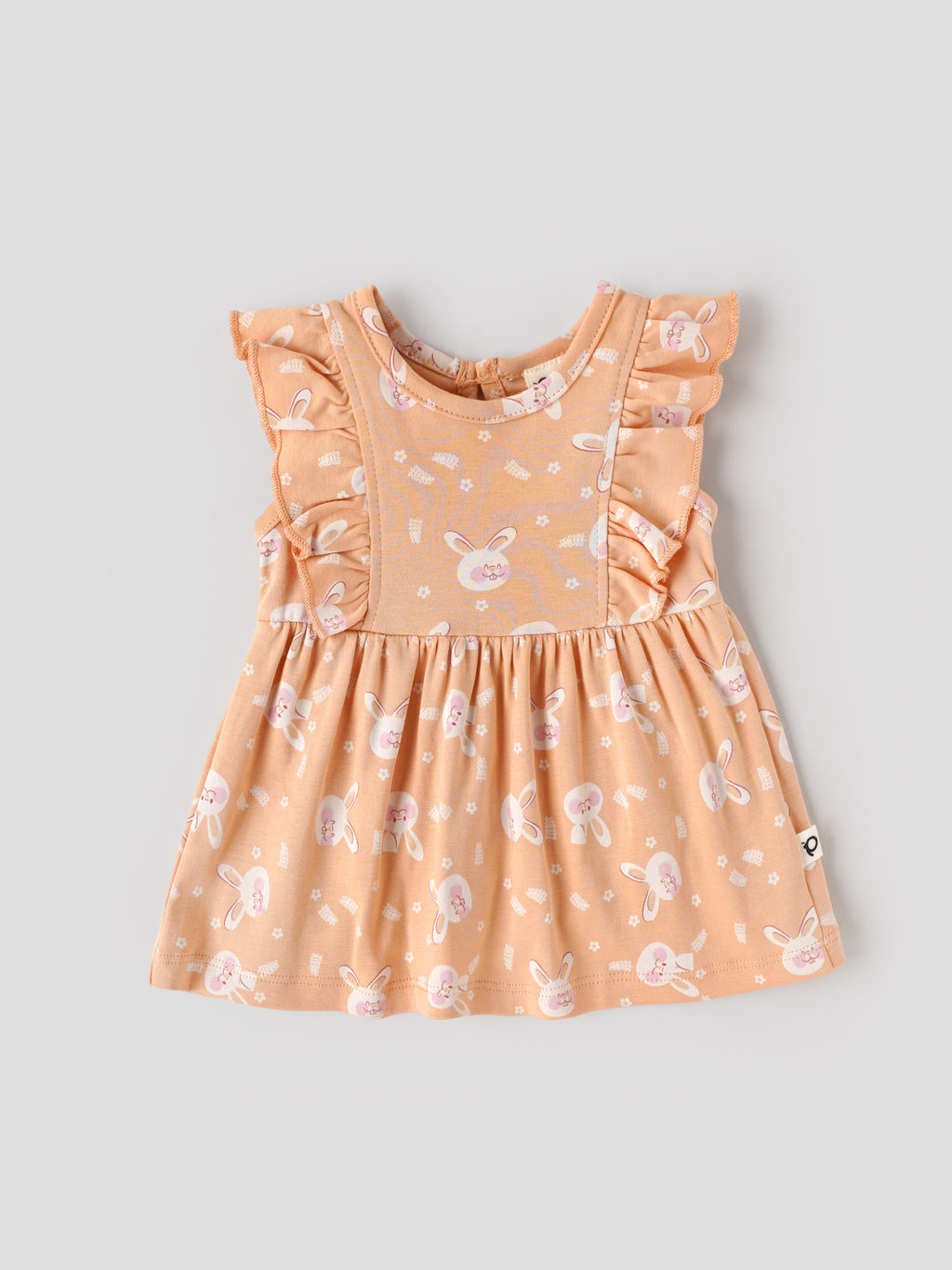 Popees Baby Girls Soft & Comfortable All Over Bunny Print Dress| 0-9 Months