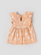Popees Baby Girls Soft & Comfortable All Over Bunny Print Dress| 0-9 Months