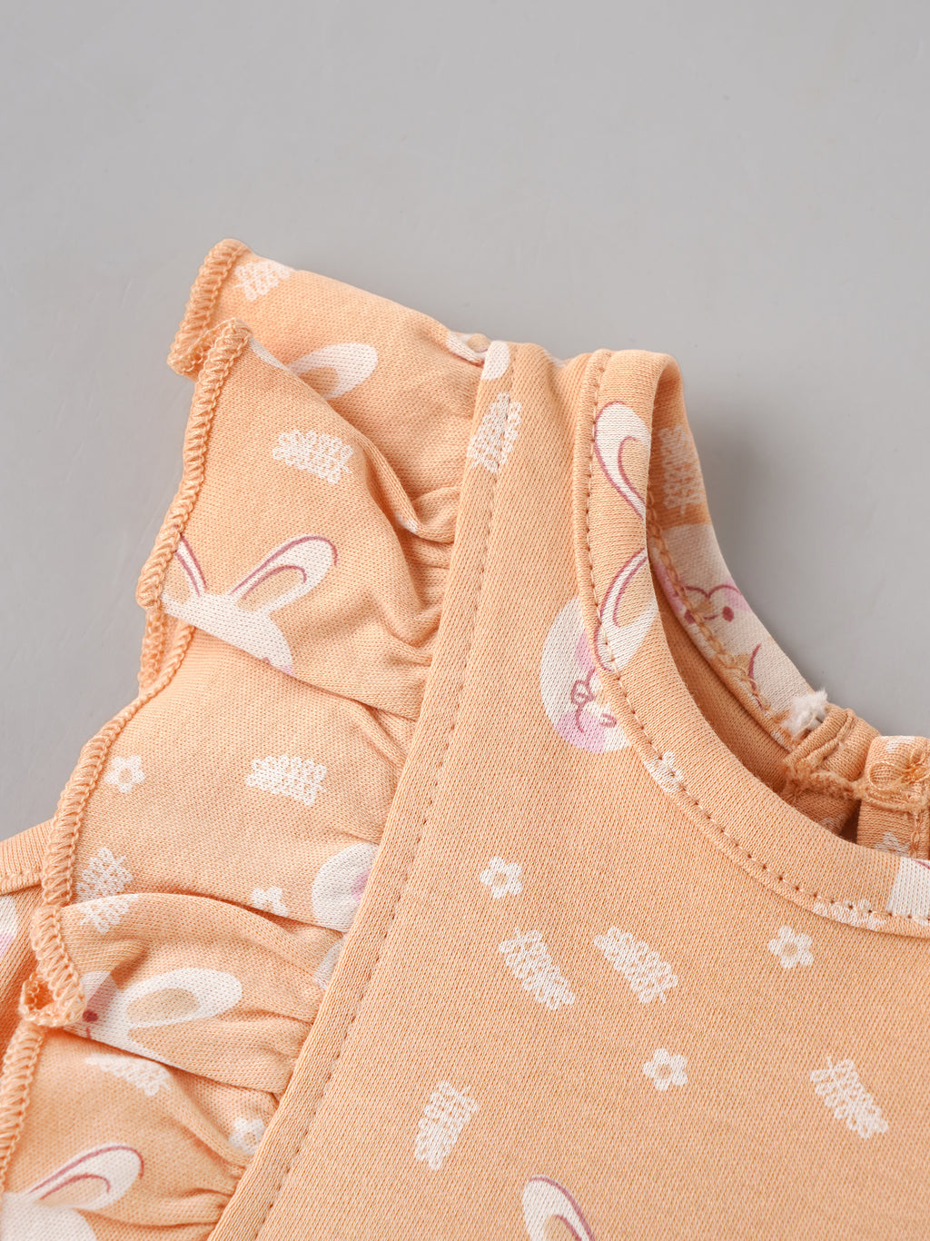 Popees Baby Girls Soft & Comfortable All Over Bunny Print Dress| 0-9 Months