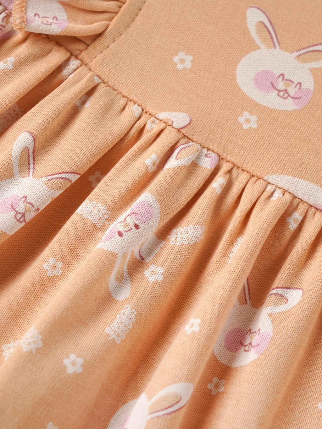 Popees Baby Girls Soft & Comfortable All Over Bunny Print Dress| 0-9 Months