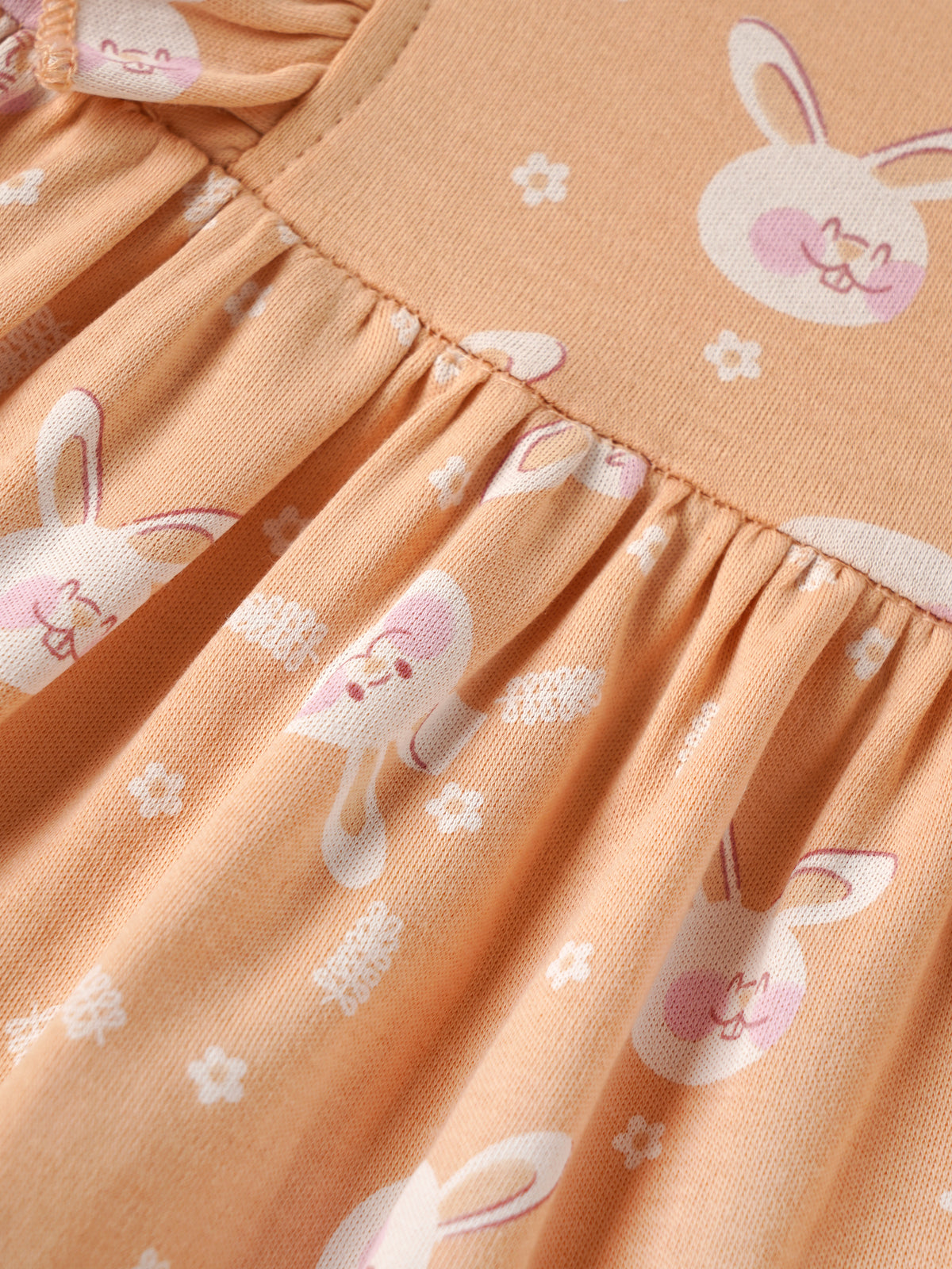 Popees Baby Girls Soft & Comfortable All Over Bunny Print Dress| 0-9 Months