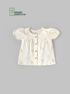 Popees Girls Half-Sleeve Front Open Dress (0-9 Months) Made of Organic Bamboo Cotton Fabric