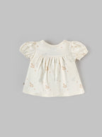 Popees Girls Half-Sleeve Front Open Dress (0-9 Months) Made of Organic Bamboo Cotton Fabric