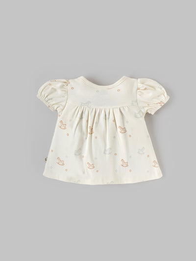 Popees Girls Half-Sleeve Front Open Dress (0-9 Months) Made of Organic Bamboo Cotton Fabric