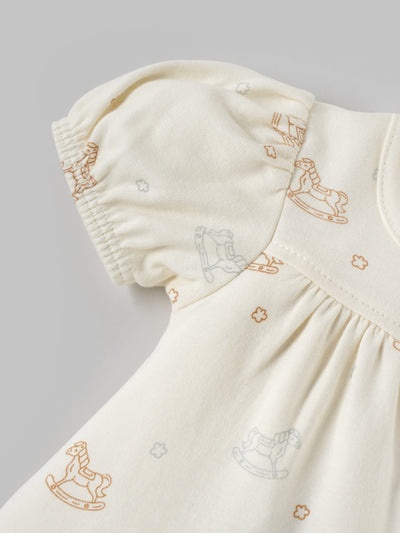 Popees Girls Half-Sleeve Front Open Dress (0-9 Months) Made of Organic Bamboo Cotton Fabric