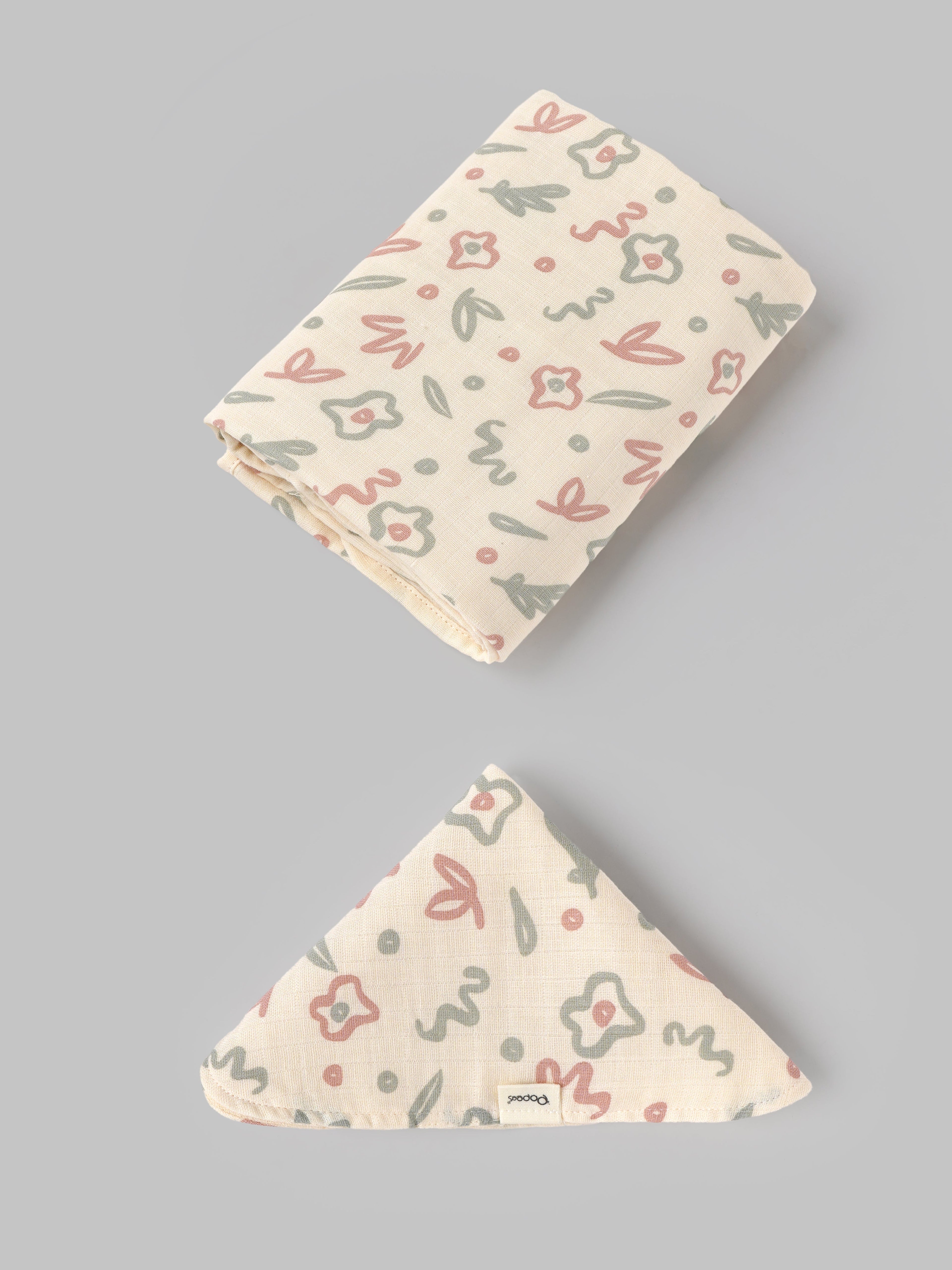 Popees Baby Girls 5-Piece Floral Cotton Gift Set |0–1M & 3–6M
