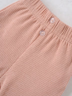 Popees Baby Girls Waffle Knit Cotton Pants with Elastic Waistband (NB to 9 Months)