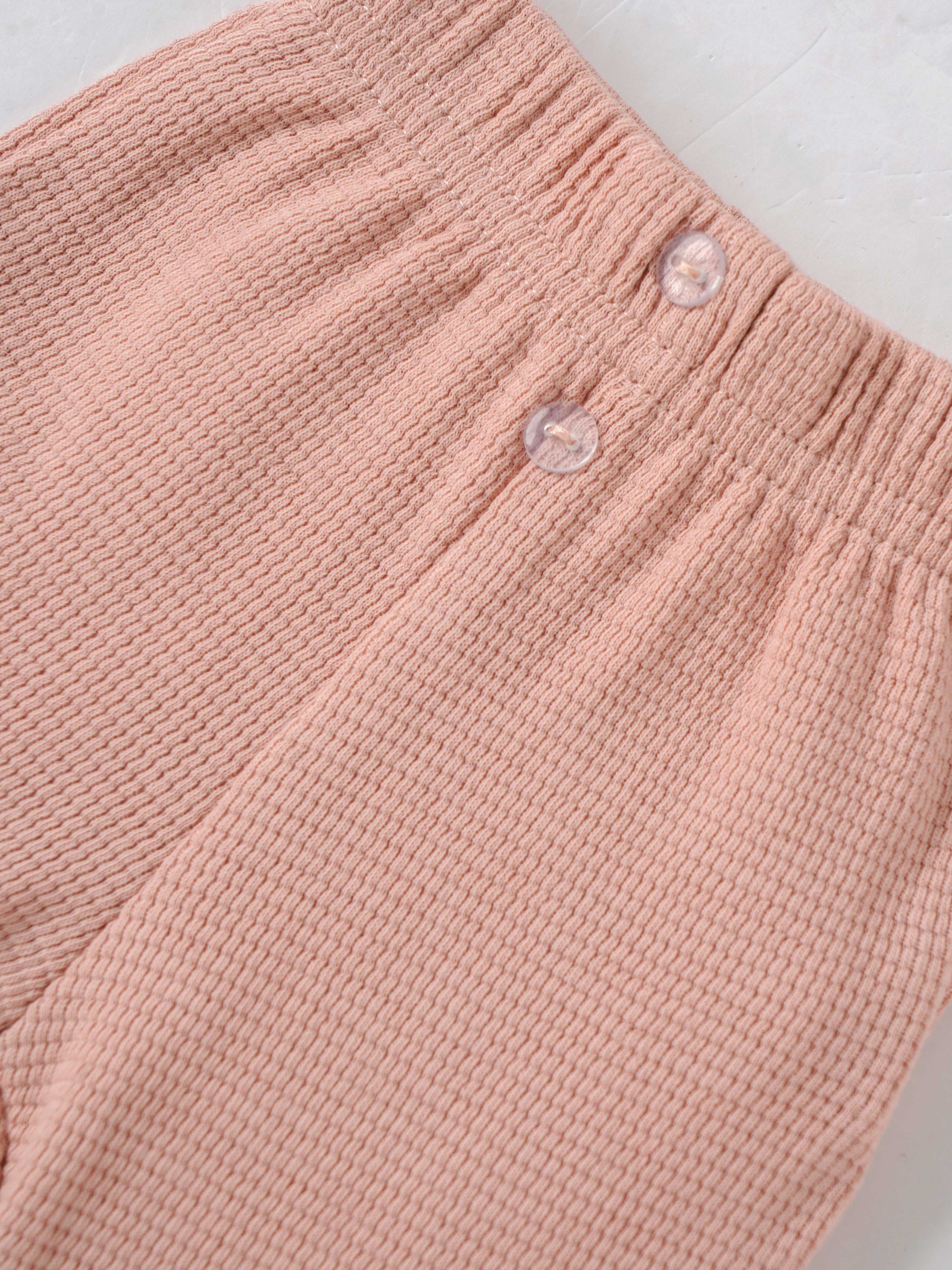 Popees Baby Girls Waffle Knit Cotton Pants with Elastic Waistband (NB to 9 Months)
