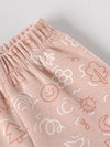 Popees Baby Girls Ribbed Cotton Printed Shorts |Peach, Elastic Waist, Size NB to 9M