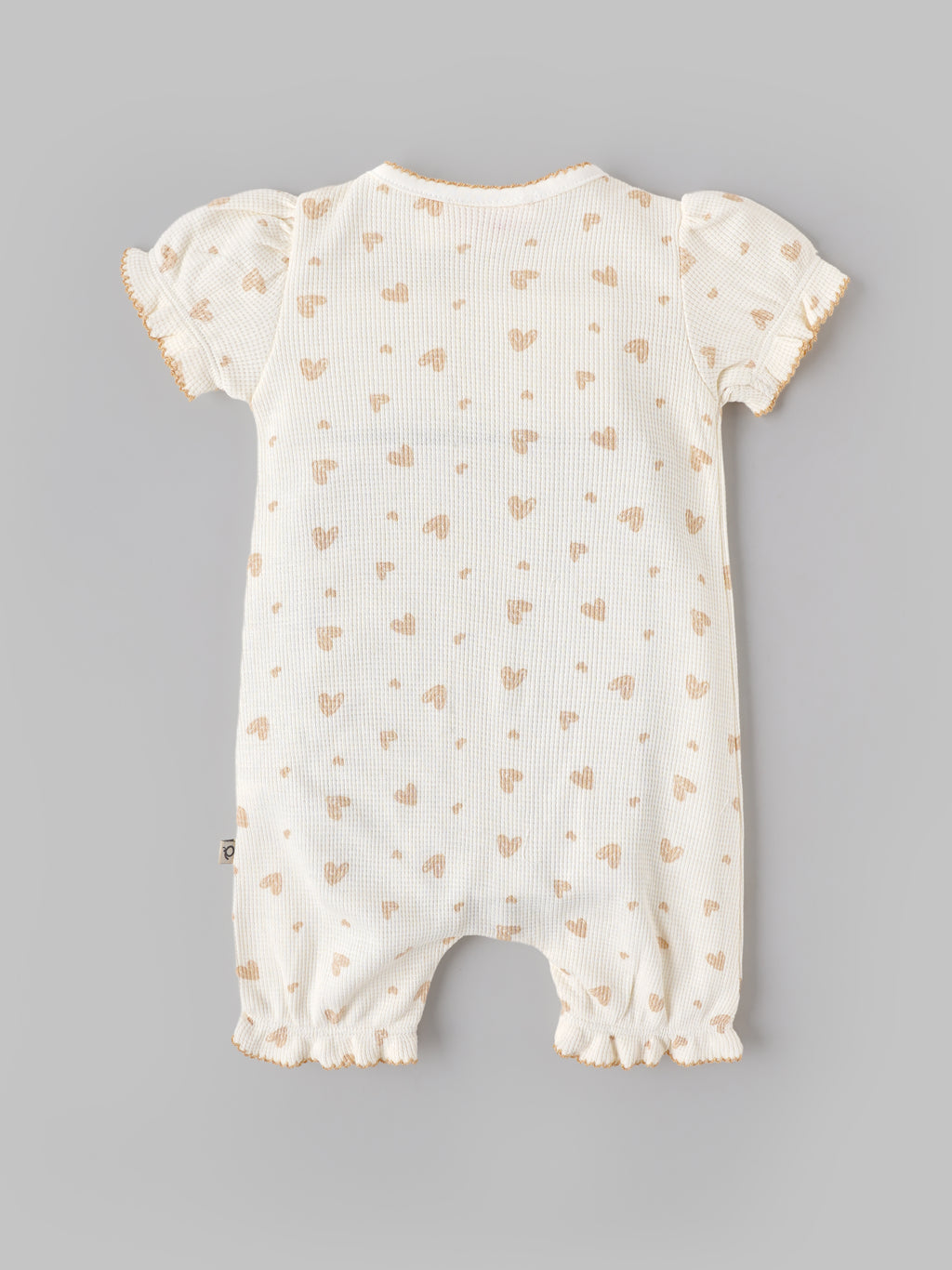 Popees Baby Girls Heart Print Cotton Romper | Soft Wrap Style Puff Sleeve Jumpsuit | 0–9 Months