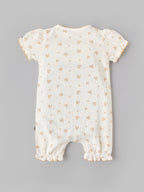 Popees Baby Girls Heart Print Cotton Romper | Soft Wrap Style Puff Sleeve Jumpsuit | 0–9 Months