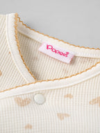 Popees Baby Girls Heart Print Cotton Romper | Soft Wrap Style Puff Sleeve Jumpsuit | 0–9 Months