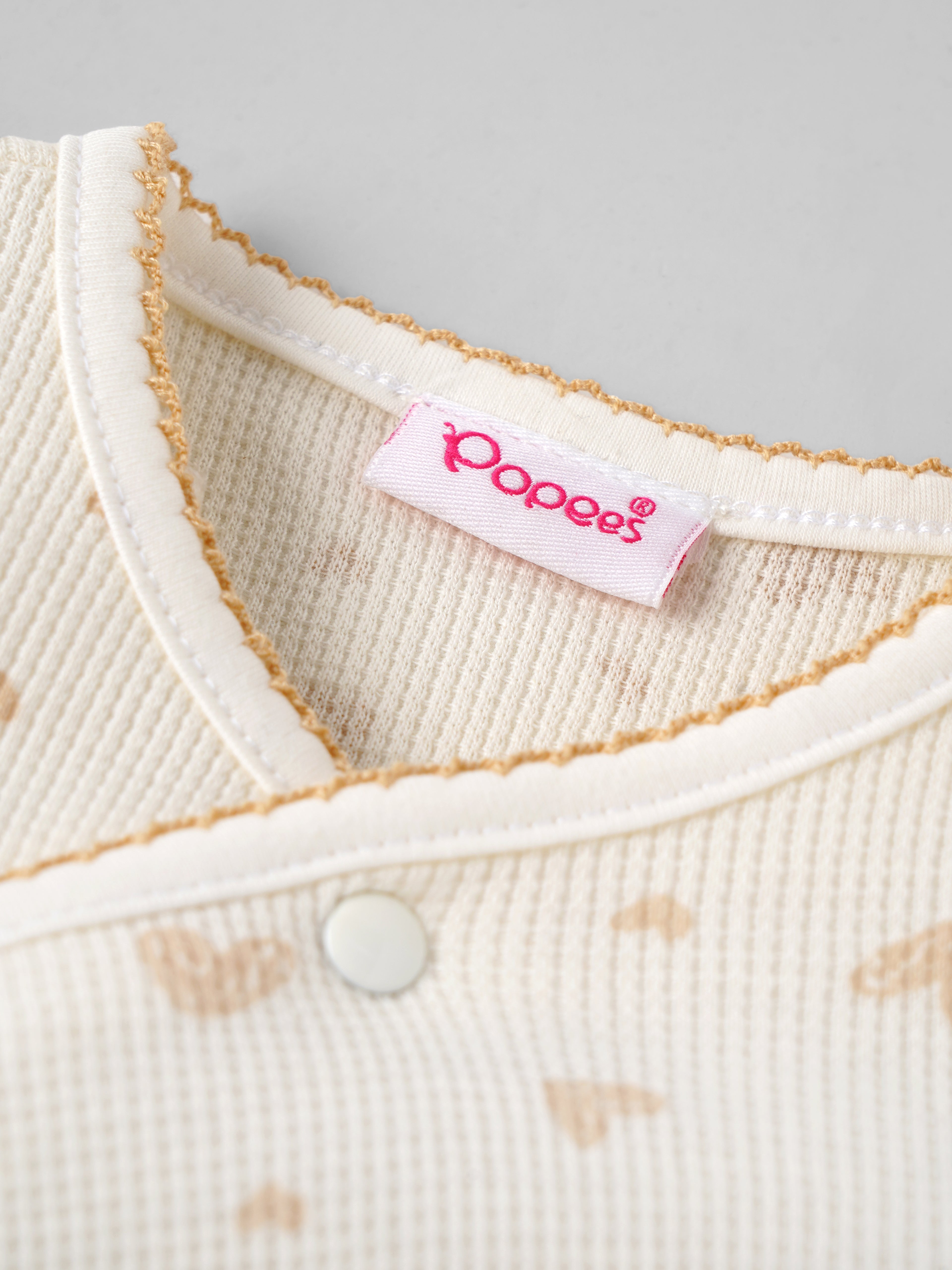 Popees Baby Girls Heart Print Cotton Romper | Soft Wrap Style Puff Sleeve Jumpsuit | 0–9 Months