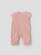 Popees Dusty Peach Baby Girls Romper with Floral Patch | Tiny Baby, Newborn to 6 M