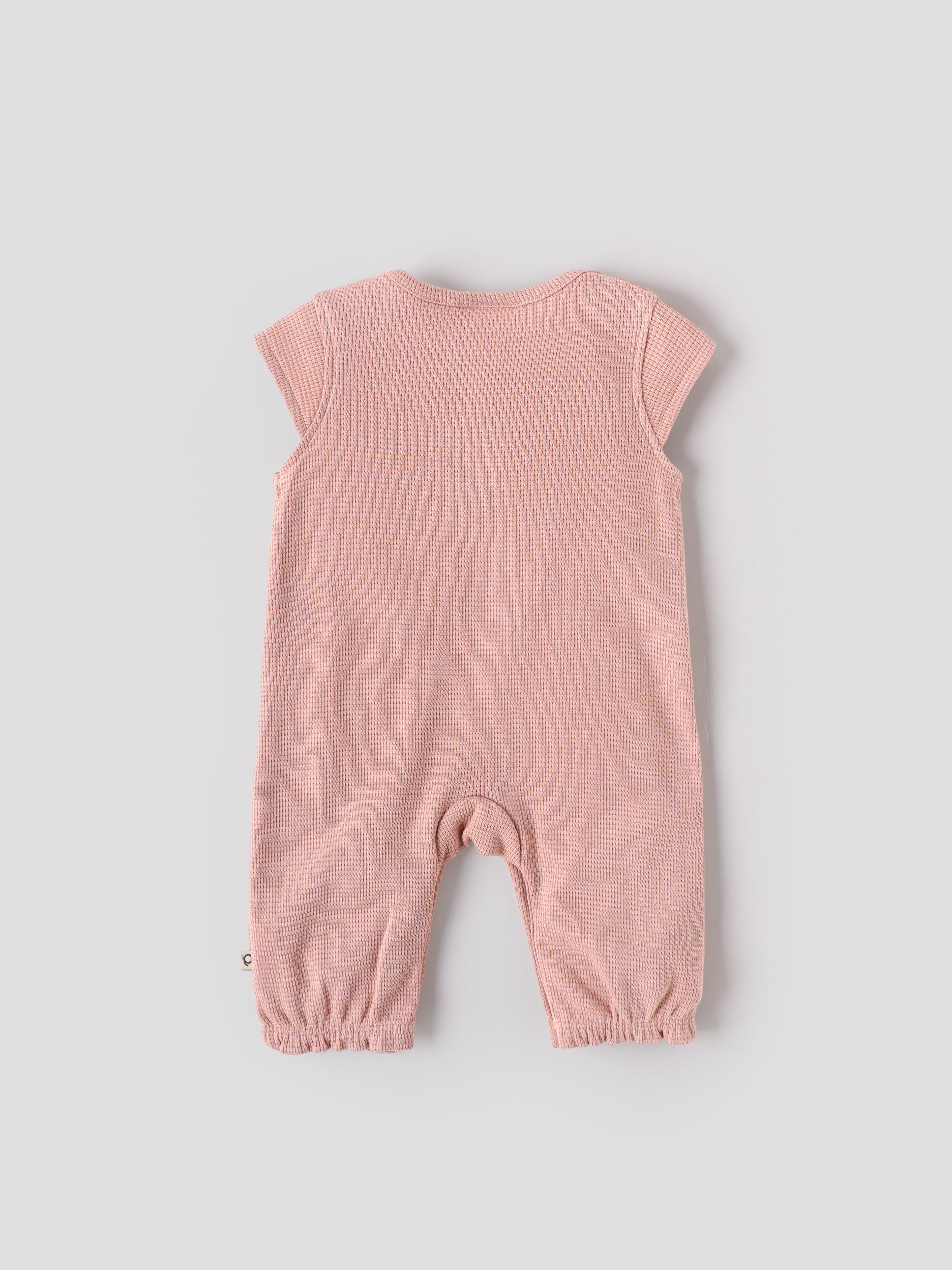 Popees Dusty Peach Baby Girls Romper with Floral Patch | Tiny Baby, Newborn to 6 M