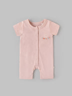 Popees Baby Girls Cotton Short Sleeve Romper| Peach| Tiny Baby, Newborn To 6 Months