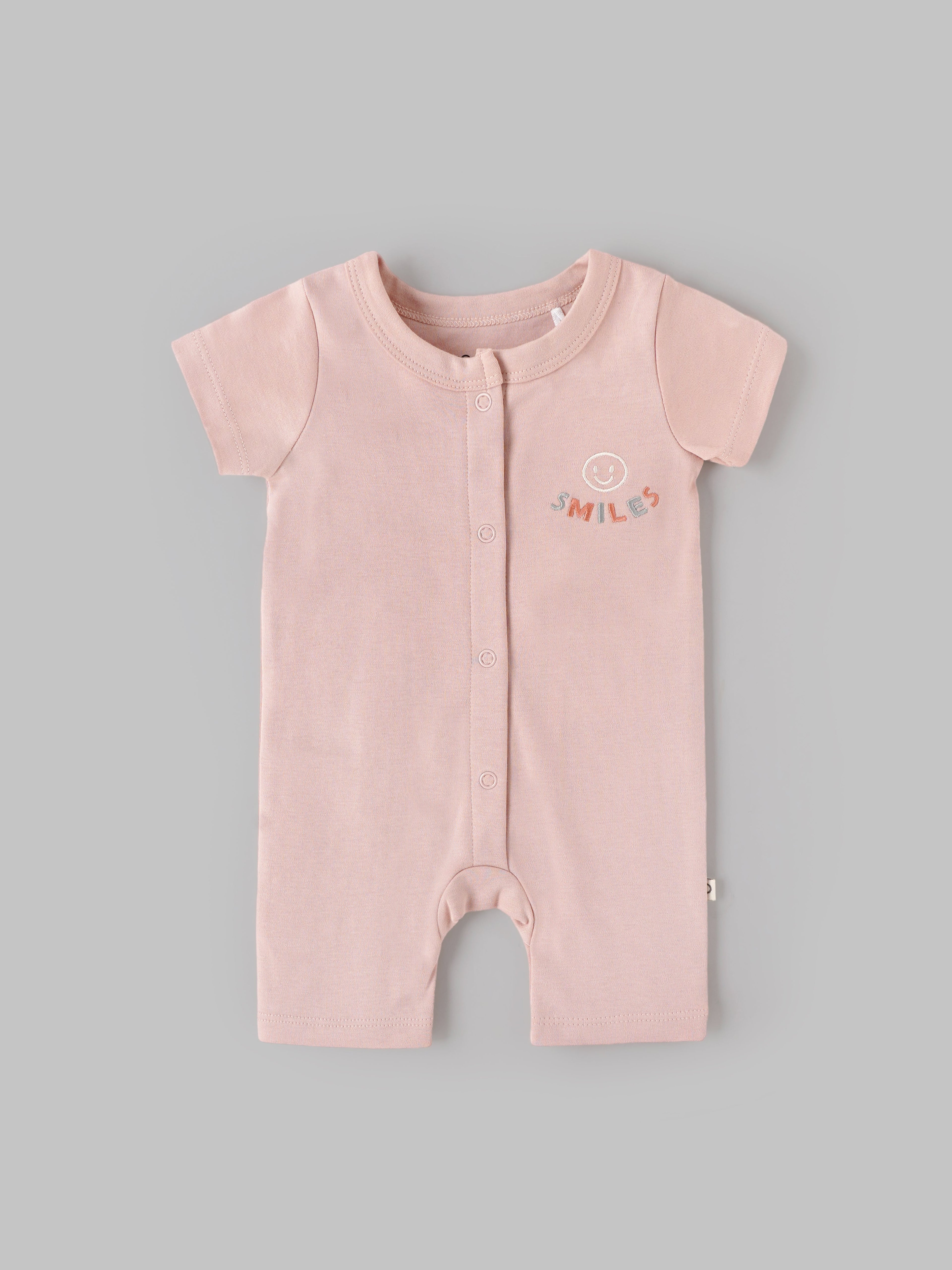 Popees Baby Girls Cotton Short Sleeve Romper| Peach| Tiny Baby, Newborn To 6 Months