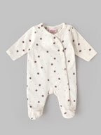 Popees Baby Girls Soft Floral Printed Full Sleeve Sleep Suit | Comfortable Cotton-Feel Baby Sleep Suit with Front Button Closure | Cute Everyday Wear | 0–6 Months