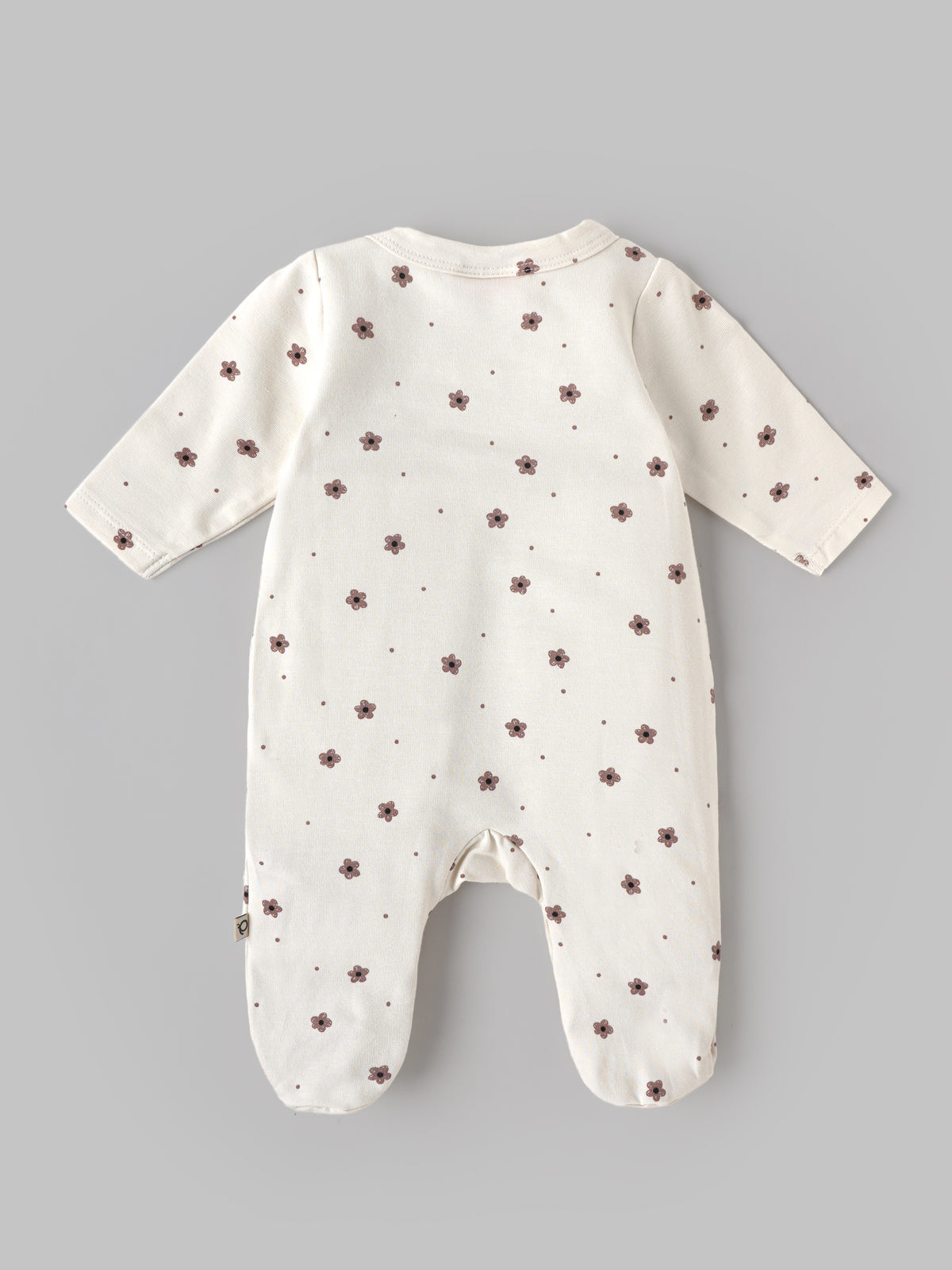 Popees Baby Girls Soft Floral Printed Full Sleeve Sleep Suit | Comfortable Cotton-Feel Baby Sleep Suit with Front Button Closure | Cute Everyday Wear | 0–6 Months