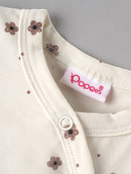 Popees Baby Girls Soft Floral Printed Full Sleeve Sleep Suit | Comfortable Cotton-Feel Baby Sleep Suit with Front Button Closure | Cute Everyday Wear | 0–6 Months