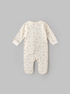Popees Baby Girls Heart Print Cotton Sleepsuit| Cream| Tiny Baby To 6 Months